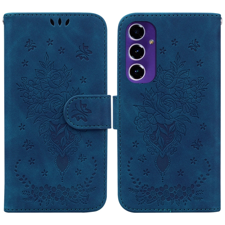 Custodia per telefono in pelle goffrata con farfalla e rosa, For Samsung Galaxy A26 5G, For Samsung Galaxy A16 5G, For Samsung Galaxy A25 5G / A25e JP Edition
