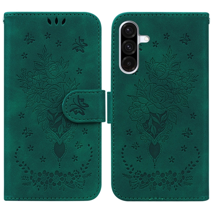 Custodia per telefono in pelle goffrata con farfalla e rosa, For Samsung Galaxy A26 5G, For Samsung Galaxy A16 5G, For Samsung Galaxy A25 5G / A25e JP Edition