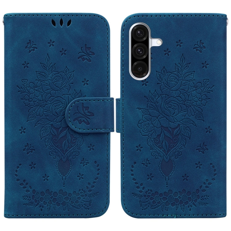 Custodia per telefono in pelle goffrata con farfalla e rosa, For Samsung Galaxy A57 5G, For Samsung Galaxy A37 5G / A36 5G, For Samsung Galaxy A07 4G / A06 4G / 5G, For Samsung Galaxy A36 5G / A56 5G