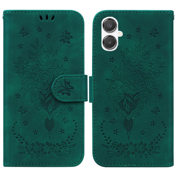 Custodia per telefono in pelle goffrata con farfalla e rosa, For Samsung Galaxy A26 5G, For Samsung Galaxy A16 5G, For Samsung Galaxy A25 5G / A25e JP Edition