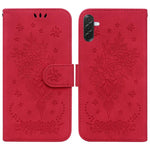 Custodia per telefono in pelle goffrata con farfalla e rosa, For Samsung Galaxy A57 5G, For Samsung Galaxy A37 5G / A36 5G, For Samsung Galaxy A07 4G / A06 4G / 5G, For Samsung Galaxy A36 5G / A56 5G