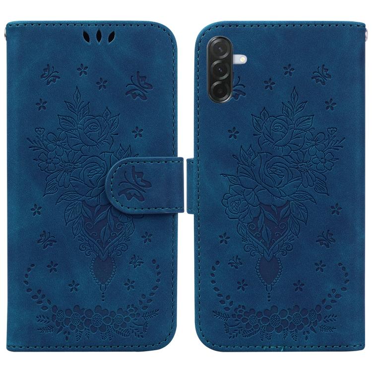 Custodia per telefono in pelle goffrata con farfalla e rosa, For Samsung Galaxy A57 5G, For Samsung Galaxy A37 5G / A36 5G, For Samsung Galaxy A07 4G / A06 4G / 5G, For Samsung Galaxy A36 5G / A56 5G