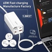 LDNIO A4610C PD65W Caricabatterie rapido USB-C / Type-C + USB, lunghezza cavo: 1,5 m, EU Plug·, A4610C (UK Plug), US Plug