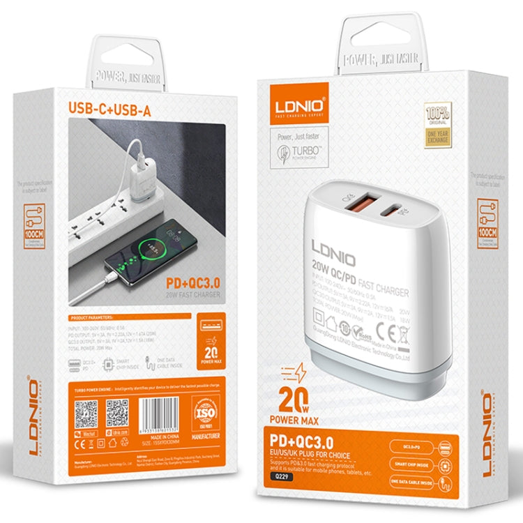 Caricabatterie rapido LDNIO Q229 QC3.0 PD20W USB Type-C