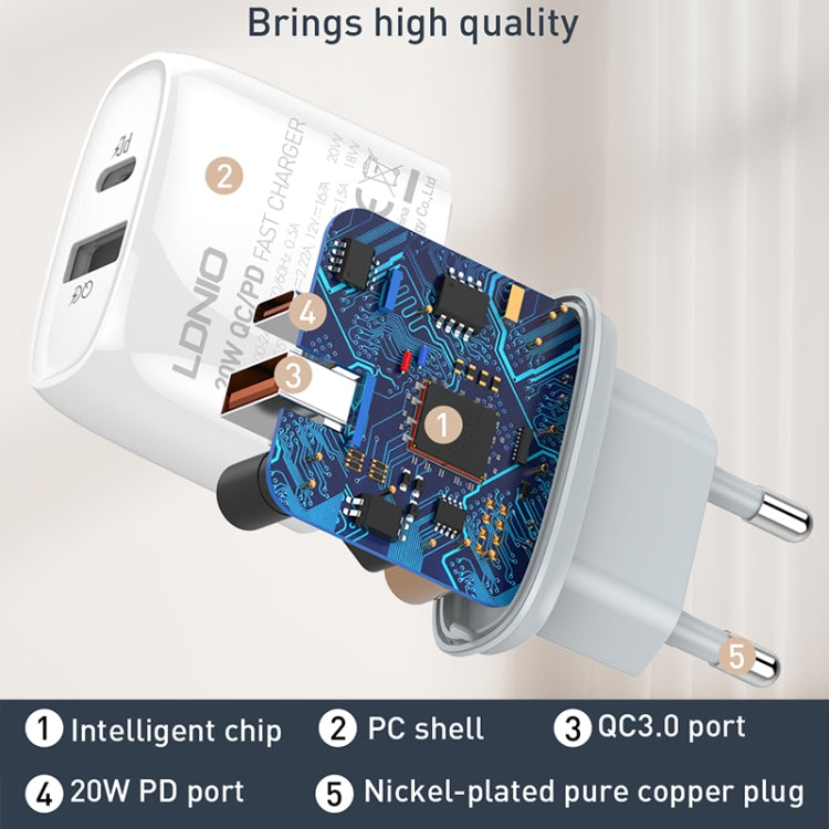 Caricabatterie rapido LDNIO Q229 QC3.0 PD20W USB Type-C