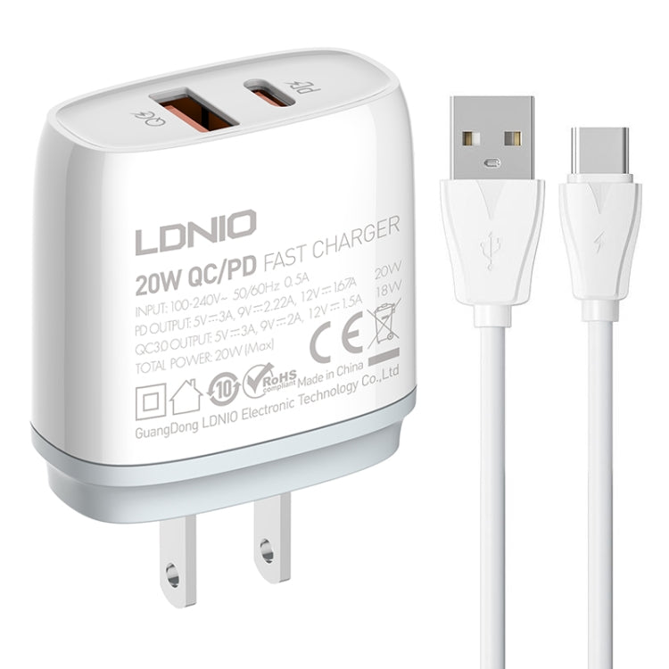 Caricabatterie rapido LDNIO Q229 USB-C PD 20W con cavo 1 m