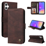 Custodia per telefono in pelle con bottone in metallo e motivo albero della vita Skin Feel, For Galaxy A06 4G / 5G, For Galaxy A36 5G / A56 5G, For Galaxy A25 5G Japan Version / A25e