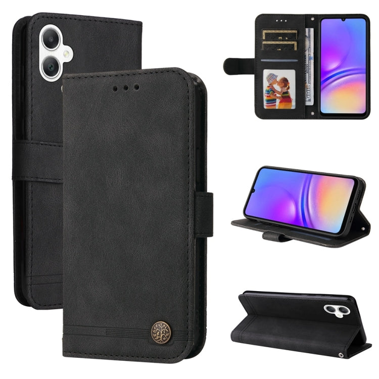 Custodia per telefono in pelle con bottone in metallo e motivo albero della vita Skin Feel, For Galaxy A06 4G / 5G, For Galaxy A36 5G / A56 5G, For Galaxy A25 5G Japan Version / A25e