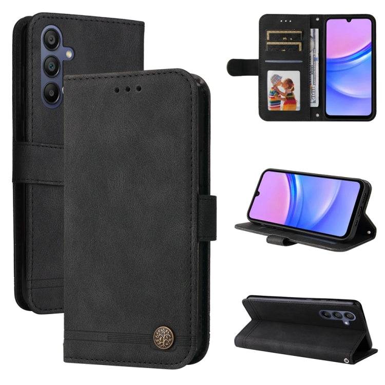 Custodia per telefono in pelle con bottone in metallo e motivo albero della vita Skin Feel, For Galaxy A57 5G, For Galaxy A37 5G, For Galaxy A27 5G, For Galaxy A17 / A26 / A16 5G