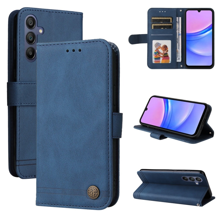 Custodia per telefono in pelle con bottone in metallo e motivo albero della vita Skin Feel, For Galaxy A57 5G, For Galaxy A37 5G, For Galaxy A27 5G, For Galaxy A17 / A26 / A16 5G