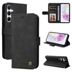 Custodia per telefono in pelle con bottone in metallo e motivo albero della vita Skin Feel, For Galaxy A06 4G / 5G, For Galaxy A36 5G / A56 5G, For Galaxy A25 5G Japan Version / A25e