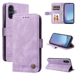 Custodia per telefono in pelle con bottone in metallo e motivo albero della vita Skin Feel, For Galaxy A06 4G / 5G, For Galaxy A36 5G / A56 5G, For Galaxy A25 5G Japan Version / A25e