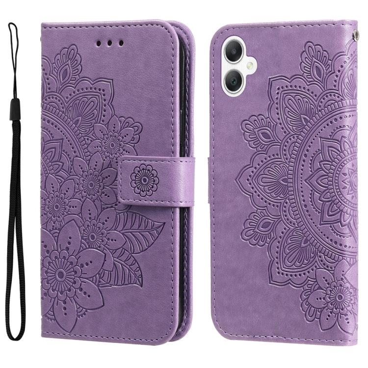 Custodia per telefono in pelle con stampa a fiori a sette petali, For Galaxy A06 4G / 5G, For Galaxy A36 5G / A56 5G, For Galaxy A25 5G Japan Version / A25e