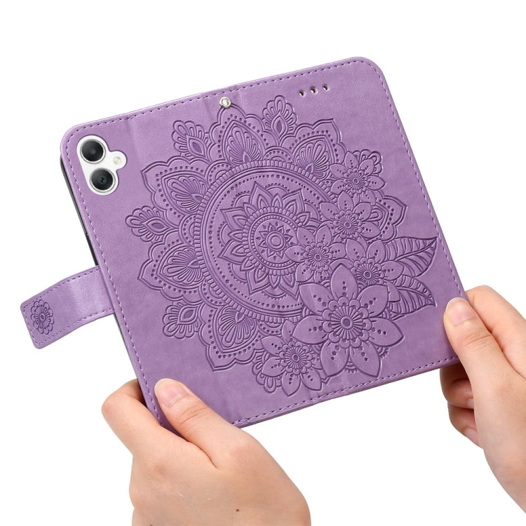 Custodia per telefono in pelle con stampa a fiori a sette petali, For Galaxy A06 4G / 5G, For Galaxy A36 5G / A56 5G, For Galaxy A25 5G Japan Version / A25e