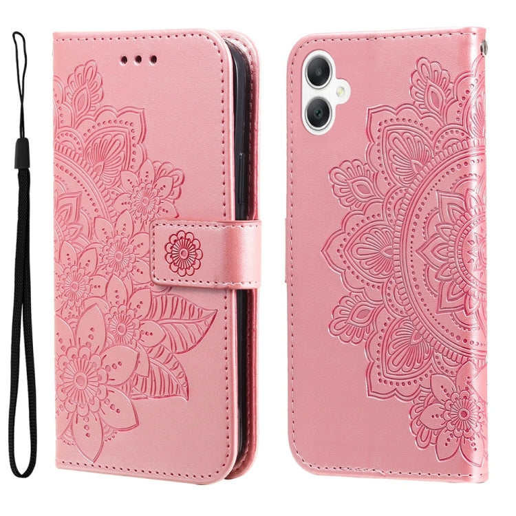 Custodia per telefono in pelle con stampa a fiori a sette petali, For Galaxy A06 4G / 5G, For Galaxy A36 5G / A56 5G, For Galaxy A25 5G Japan Version / A25e