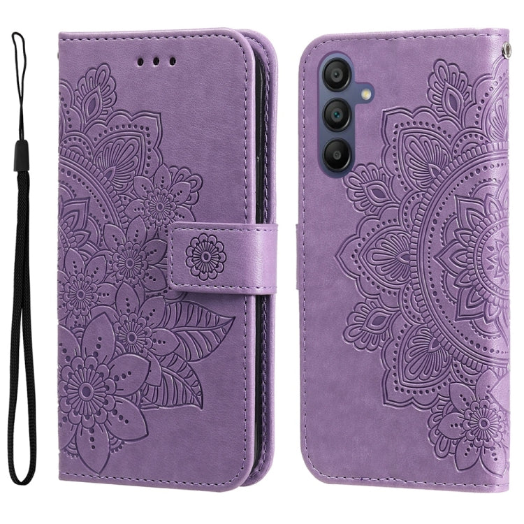 Custodia per telefono in pelle con stampa a fiori a sette petali, For Galaxy A57 5G, For Galaxy A37 5G, For Galaxy A27 5G, For Galaxy A17 / A26 / A16 5G