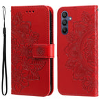 Custodia per telefono in pelle con stampa a fiori a sette petali, For Galaxy A57 5G, For Galaxy A37 5G, For Galaxy A27 5G, For Galaxy A17 / A26 / A16 5G