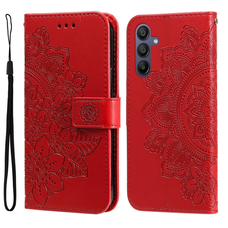 Custodia per telefono in pelle con stampa a fiori a sette petali, For Galaxy A57 5G, For Galaxy A37 5G, For Galaxy A27 5G, For Galaxy A17 / A26 / A16 5G