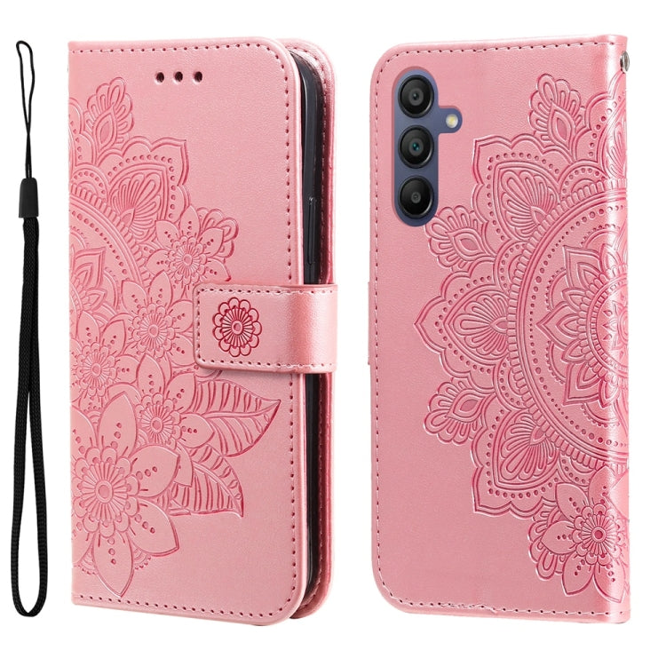 Custodia per telefono in pelle con stampa a fiori a sette petali, For Galaxy A57 5G, For Galaxy A37 5G, For Galaxy A27 5G, For Galaxy A17 / A26 / A16 5G