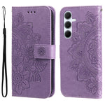 Custodia per telefono in pelle con stampa a fiori a sette petali, For Galaxy A06 4G / 5G, For Galaxy A36 5G / A56 5G, For Galaxy A25 5G Japan Version / A25e