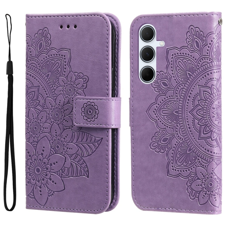 Custodia per telefono in pelle con stampa a fiori a sette petali, For Galaxy A06 4G / 5G, For Galaxy A36 5G / A56 5G, For Galaxy A25 5G Japan Version / A25e
