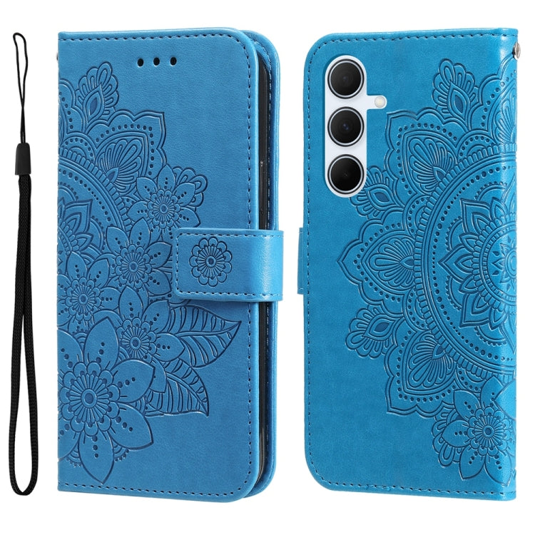 Custodia per telefono in pelle con stampa a fiori a sette petali, For Galaxy A06 4G / 5G, For Galaxy A36 5G / A56 5G, For Galaxy A25 5G Japan Version / A25e