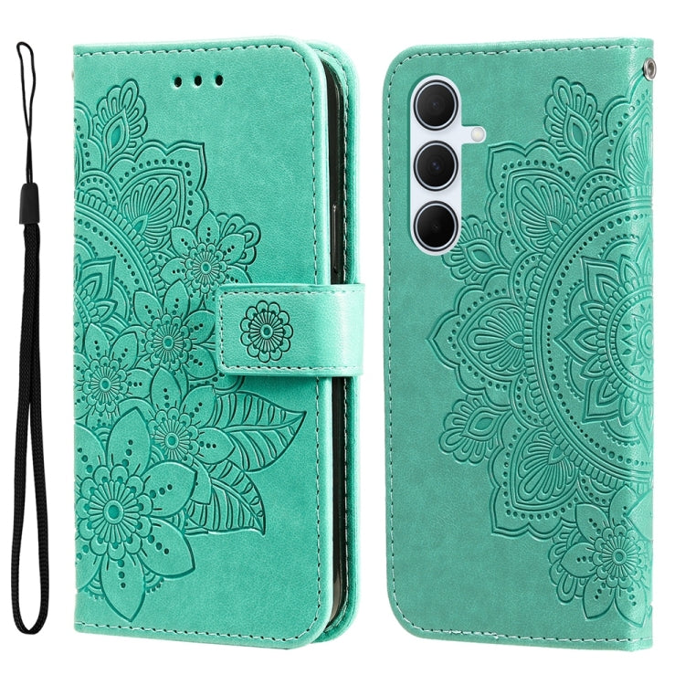 Custodia per telefono in pelle con stampa a fiori a sette petali, For Galaxy A06 4G / 5G, For Galaxy A36 5G / A56 5G, For Galaxy A25 5G Japan Version / A25e
