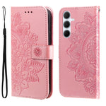 Custodia per telefono in pelle con stampa a fiori a sette petali, For Galaxy A06 4G / 5G, For Galaxy A36 5G / A56 5G, For Galaxy A25 5G Japan Version / A25e