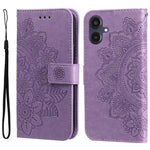 Custodia per telefono in pelle con stampa a fiori a sette petali, For Galaxy A06 4G / 5G, For Galaxy A36 5G / A56 5G, For Galaxy A25 5G Japan Version / A25e