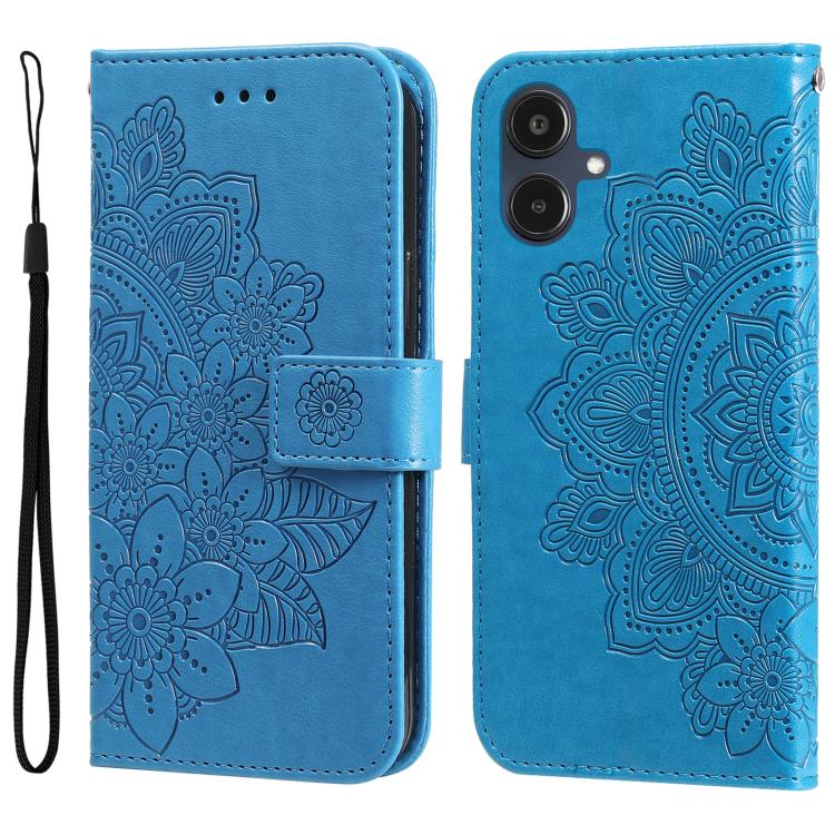 Custodia per telefono in pelle con stampa a fiori a sette petali, For Galaxy A06 4G / 5G, For Galaxy A36 5G / A56 5G, For Galaxy A25 5G Japan Version / A25e