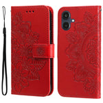 Custodia per telefono in pelle con stampa a fiori a sette petali, For Galaxy A06 4G / 5G, For Galaxy A36 5G / A56 5G, For Galaxy A25 5G Japan Version / A25e