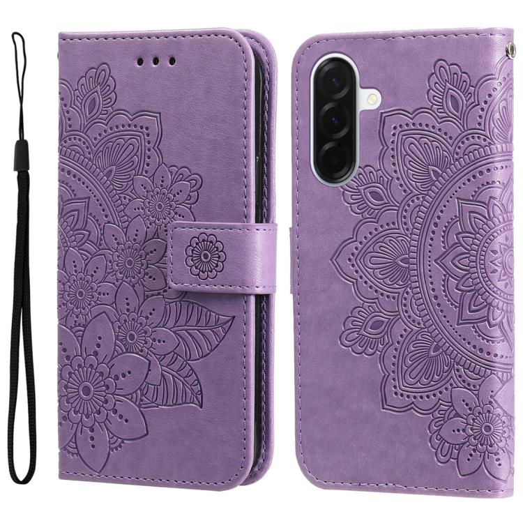 Custodia per telefono in pelle con stampa a fiori a sette petali, For Galaxy A57 5G, For Galaxy A37 5G, For Galaxy A27 5G, For Galaxy A17 / A26 / A16 5G