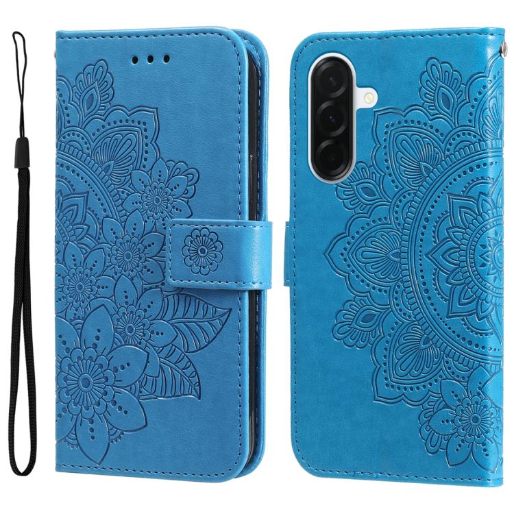Custodia per telefono in pelle con stampa a fiori a sette petali, For Galaxy A57 5G, For Galaxy A37 5G, For Galaxy A27 5G, For Galaxy A17 / A26 / A16 5G