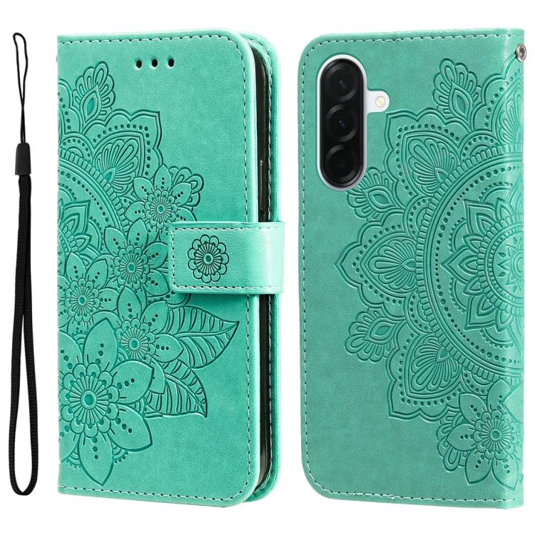 Custodia per telefono in pelle con stampa a fiori a sette petali, For Galaxy A57 5G, For Galaxy A37 5G, For Galaxy A27 5G, For Galaxy A17 / A26 / A16 5G