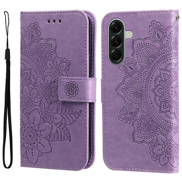 Custodia per telefono in pelle con stampa a fiori a sette petali, For Galaxy A57 5G, For Galaxy A37 5G, For Galaxy A27 5G, For Galaxy A17 / A26 / A16 5G