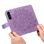 Custodia per telefono in pelle con stampa a fiori a sette petali, For Galaxy A57 5G, For Galaxy A37 5G, For Galaxy A27 5G, For Galaxy A17 / A26 / A16 5G