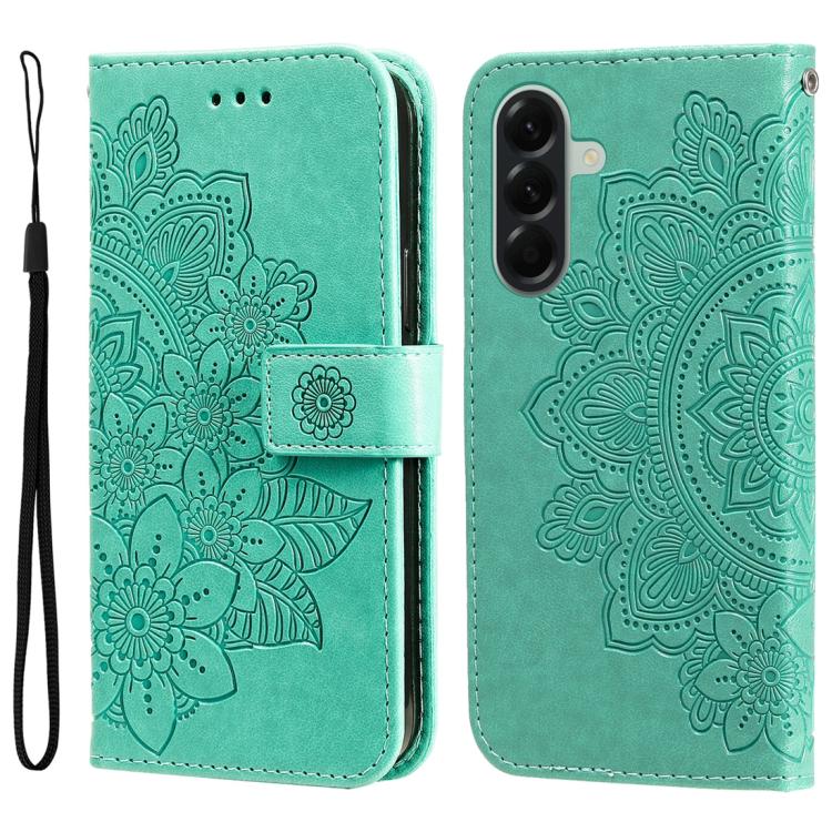 Custodia per telefono in pelle con stampa a fiori a sette petali, For Galaxy A57 5G, For Galaxy A37 5G, For Galaxy A27 5G, For Galaxy A17 / A26 / A16 5G