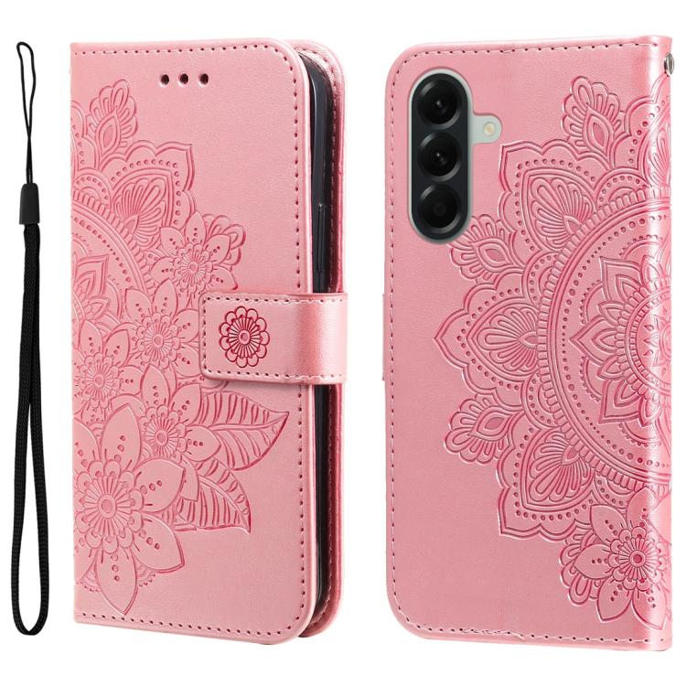 Custodia per telefono in pelle con stampa a fiori a sette petali, For Galaxy A57 5G, For Galaxy A37 5G, For Galaxy A27 5G, For Galaxy A17 / A26 / A16 5G