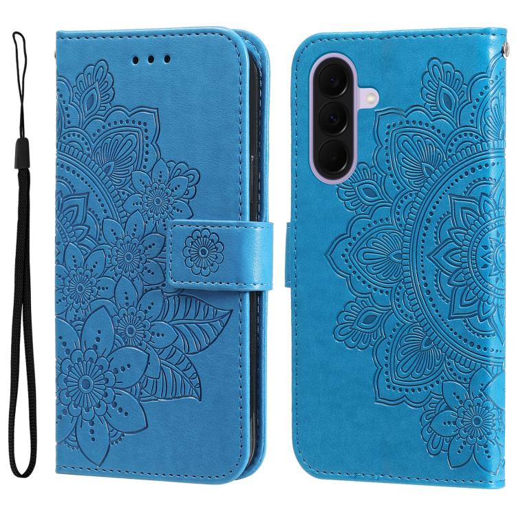 Custodia per telefono in pelle con stampa a fiori a sette petali, For Galaxy A57 5G, For Galaxy A37 5G, For Galaxy A27 5G, For Galaxy A17 / A26 / A16 5G