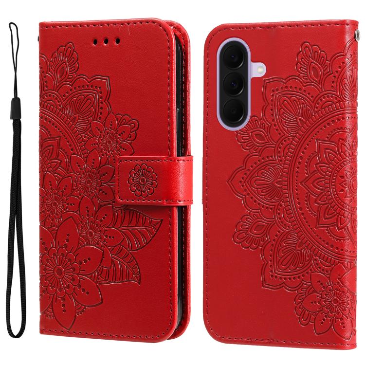 Custodia per telefono in pelle con stampa a fiori a sette petali, For Galaxy A57 5G, For Galaxy A37 5G, For Galaxy A27 5G, For Galaxy A17 / A26 / A16 5G