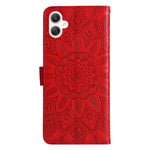 Custodia per telefono in pelle con stampa girasole in rilievo, For Galaxy A06 4G / 5G, For Galaxy A56 5G, For Galaxy A36 5G, For Galaxy A25 5G Japan Version / A25e