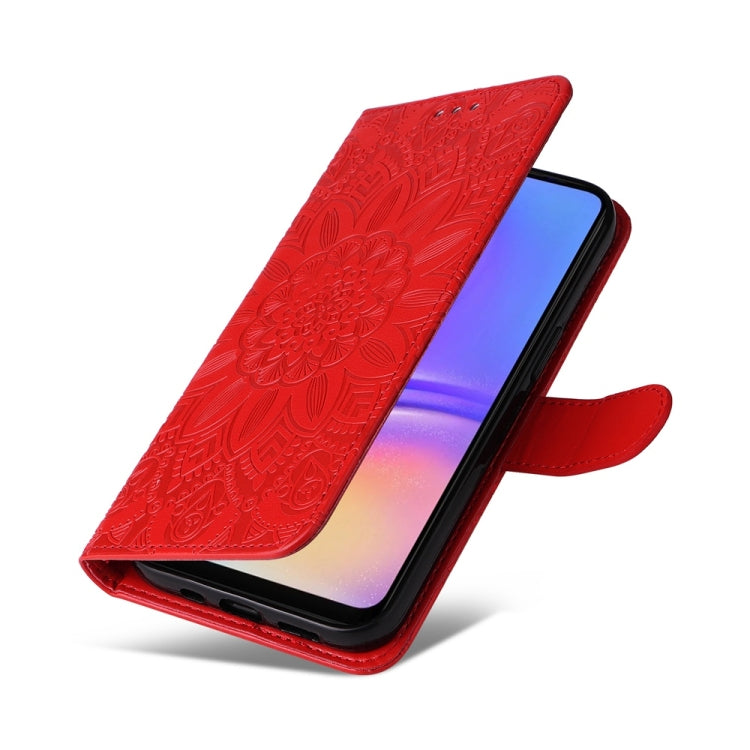 Custodia per telefono in pelle con stampa girasole in rilievo, For Galaxy A06 4G / 5G, For Galaxy A56 5G, For Galaxy A36 5G, For Galaxy A25 5G Japan Version / A25e