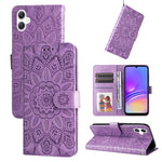 Custodia per telefono in pelle con stampa girasole in rilievo, For Galaxy A06 4G / 5G, For Galaxy A56 5G, For Galaxy A36 5G, For Galaxy A25 5G Japan Version / A25e