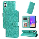 Custodia per telefono in pelle con stampa girasole in rilievo, For Galaxy A06 4G / 5G, For Galaxy A56 5G, For Galaxy A36 5G, For Galaxy A25 5G Japan Version / A25e