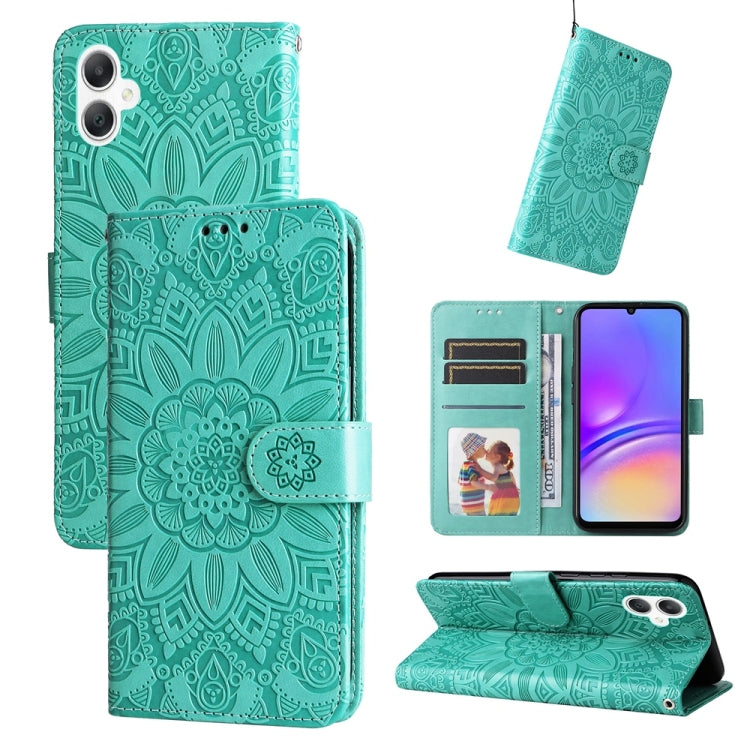Custodia per telefono in pelle con stampa girasole in rilievo, For Galaxy A06 4G / 5G, For Galaxy A56 5G, For Galaxy A36 5G, For Galaxy A25 5G Japan Version / A25e