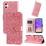 Custodia per telefono in pelle con stampa girasole in rilievo, For Galaxy A06 4G / 5G, For Galaxy A56 5G, For Galaxy A36 5G, For Galaxy A25 5G Japan Version / A25e