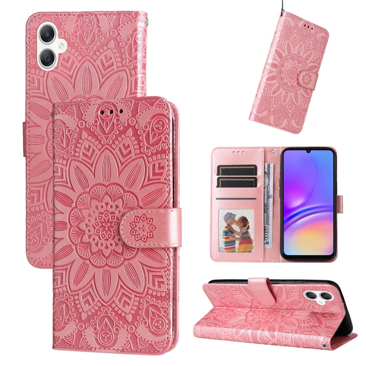 Custodia per telefono in pelle con stampa girasole in rilievo, For Galaxy A06 4G / 5G, For Galaxy A56 5G, For Galaxy A36 5G, For Galaxy A25 5G Japan Version / A25e