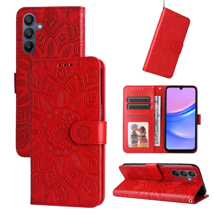 Custodia per telefono in pelle con stampa girasole in rilievo, For Galaxy A57 5G, For Galaxy A37 5G, For Galaxy A27 5G, For Galaxy A17 / A26 / A16 5G