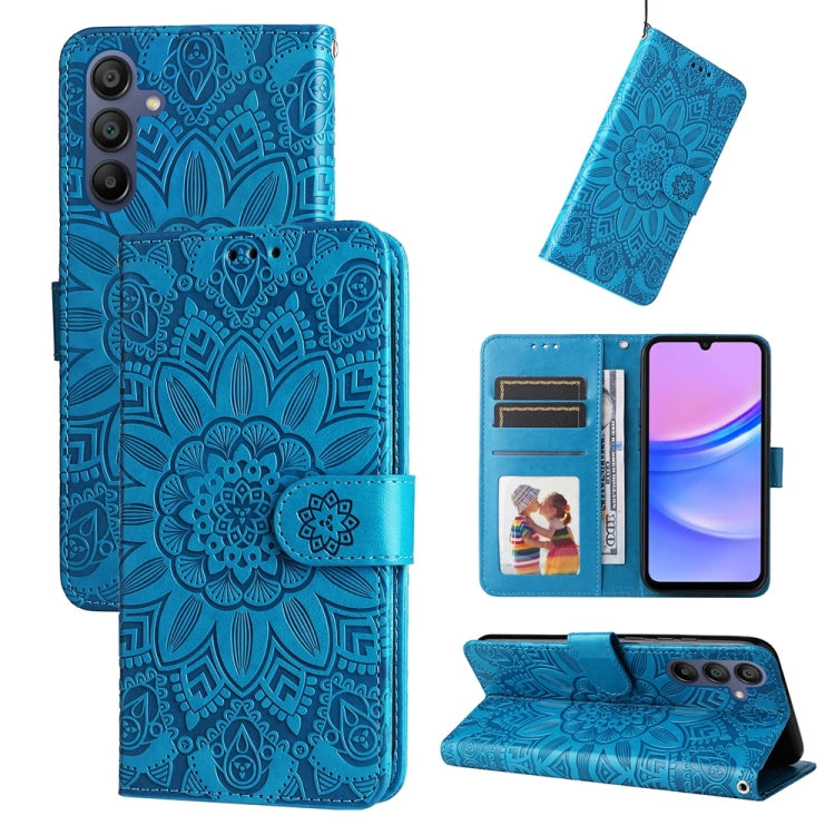 Custodia per telefono in pelle con stampa girasole in rilievo, For Galaxy A57 5G, For Galaxy A37 5G, For Galaxy A27 5G, For Galaxy A17 / A26 / A16 5G