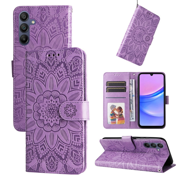 Custodia per telefono in pelle con stampa girasole in rilievo, For Galaxy A57 5G, For Galaxy A37 5G, For Galaxy A27 5G, For Galaxy A17 / A26 / A16 5G